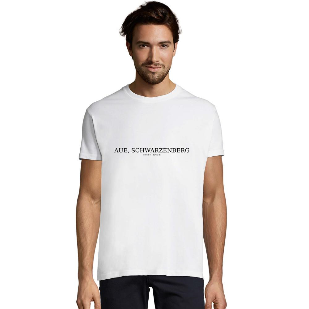 Aue, Schwarzenberg Koordinaten schwarzes Männer T-Shirt